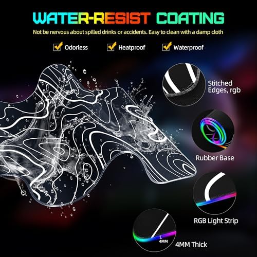 Wireless Charging Mouse Pad, RGB Gaming Desk Mat, 31.5"x15.7" - Image 7