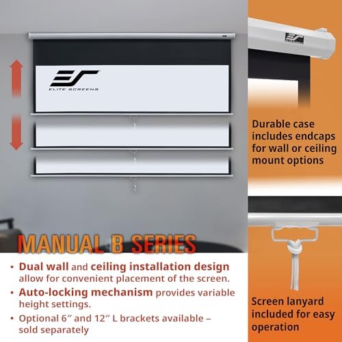 Elite Screens Manual B, 100-INCH Manual Pull Down Projector Screen Diagonal 16:9 Diag 4K 8K 3D Ultra HDR HD Ready Home Theater Movie Office Presentation, M100H - Image 5