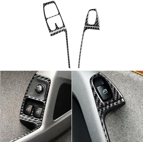 Real Black Carbon Fiber Car Window Lift Switch Panel with Rearview Mirror Button Trim Sticker Compatible with Benz Smart Fortwo 2011 2012 2013 2014 2015 Auto Interior Accessories 4pcs-Type A by PJFUS