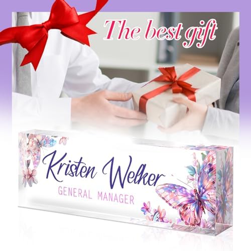 Custom Office Name Plate for Desk - Desk Name Plate Personalized Gifts for Coworkers, Boss, Employees, Teacher, Nurse - Office Desk Decor for Women Men - Employee Appreciation Gifts (Butterfly) - Image 6