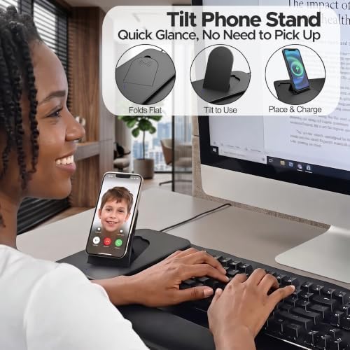 15W Magnetic Charging Mouse Pad with Foldable Ergonomic Tilt Phone Stand - Image 2