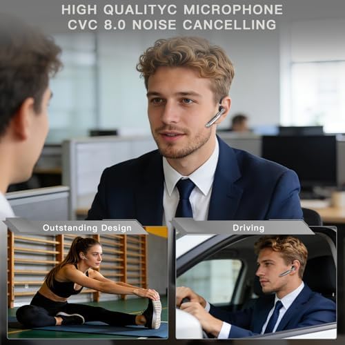 Bluetooth Headset, 100Hrs Bluetooth 6.1 Earpiece, HD Audio, Mute Button - Image 2