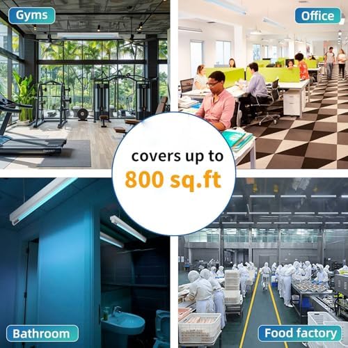 30W UV Sanitizer Light, Powerful UVC Lamp with Steel Suspension Wires, UV Sanitiztion Linear Light for Large Spaces-School, Factory, Hospital, Ozone-Free UVC Linear Batten 253.7nm, T8 G13 35.43 in - Image 5