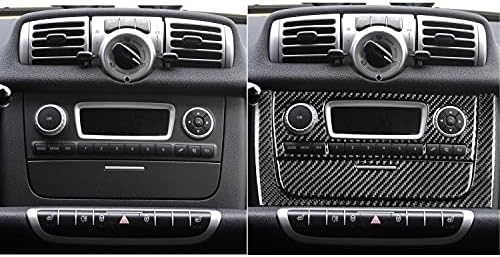 Real Black Carbon Fiber Car Central Console CD Player Control Panel Decoration Trim Sticker Set Compatible with Benz Smart Fortwo 2011 2012 2013 2014 2015 Auto Interior Accessories 3pcs - Image 5