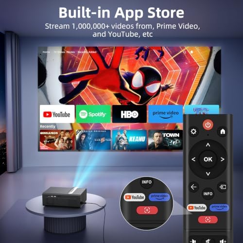 FUDONI Smart WiFi6 Bluetooth Projector, Built-in Apps, Electric Focus - Image 3
