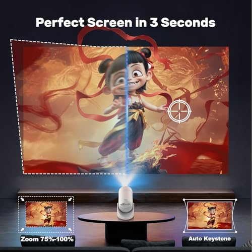 Upgraded Fire-Resistant Mini Projector with WiFi & Bluetooth , Portable Projector 4K Support, Auto Keystone & 180° Rotatable, Body for iPhone/Android/TV Stick/HDMI, Smart Proyector for Home Outdoor - Image 6