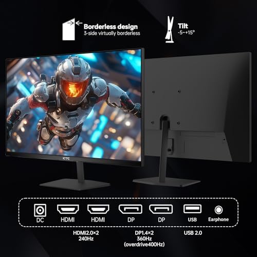 KTC 24.5 Inch 400Hz Gaming Monitor, FHD 1080P 240Hz Computer Monitor, H25X7 - Image 6
