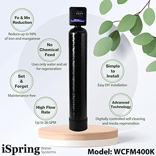 iSpring WCFM400K Whole House Central Iron and Manganese Water Filter Filtration System & WSP50ARB Spin Down Sediment Water Filter, 50 Micron - Image 3