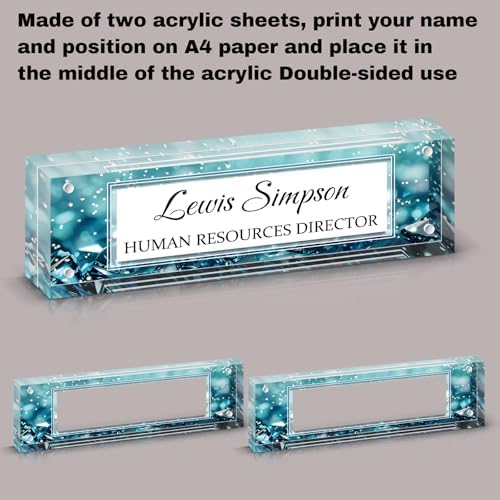 Desk Name Plate Personalized, Desk Double sided pattern Name Plate Personalized Office Desk Decor for Women and Men , Teacher Nurse Boss Employee Appreciation Gifts (Green diamonds, fixed pattern) - Image 3