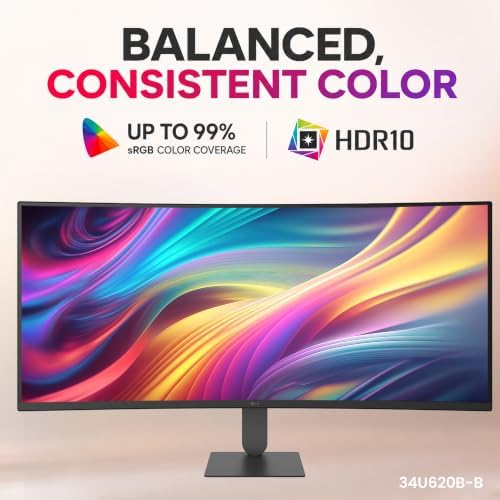 LG UltraWide 34" WQHD Curved 144Hz HDR10 Monitor 34U620B-B | 1-Pack Bundle - Image 7