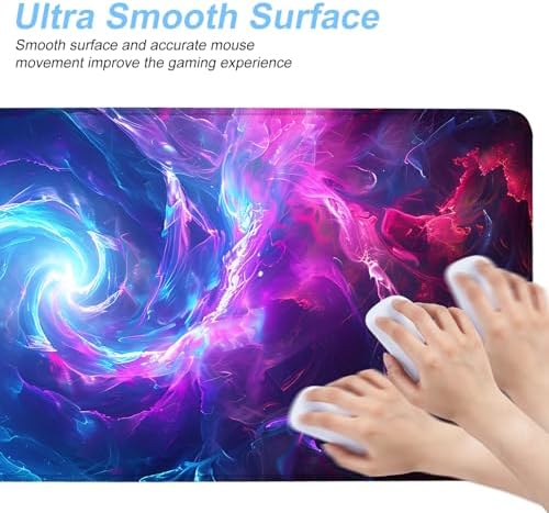 Galaxy Swirl Mouse Pad XXL – Large Extended Desk Mat with Blue & Pink Energy Nebula, Cosmic Gaming Mousepad with Non-Slip Base for PC, Office, Streamers,31.5 x 11.8 in - Image 6