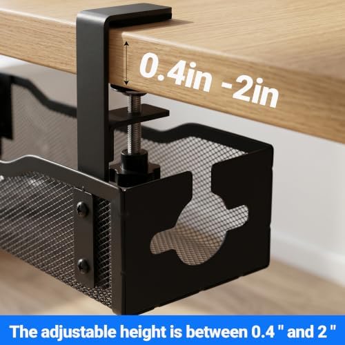 Under Desk Cable Management Tray - 25" No Drill Under Desk Cord Management with Clamp, Metal Desk Cable Organizer & Wire Management Tray for Standing Desk, Home Office Cord Organizer, Black - Image 6