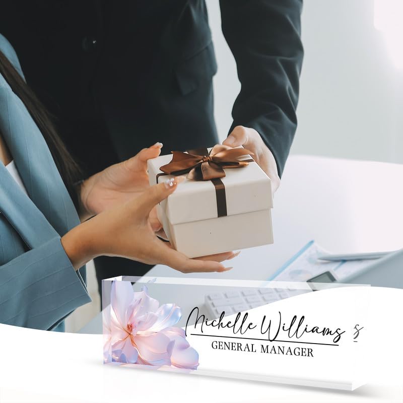 Desk Name Plate Personalized Name Plate for Desk, Office Desk Decor, 3D Style Personalized Plaque Name Plates for Desks Custom Appreciation Gifts for Boss Lady Employee Coworkers (Peach Flowers) - Image 6