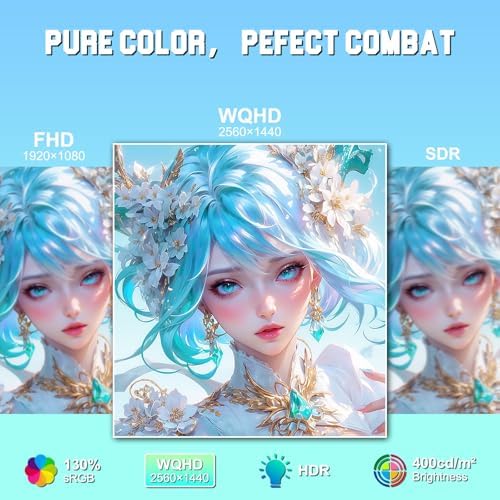 SANSUI Gaming Monitor 27" 1440P 200Hz 180Hz WQHD 2560×1440-AMD FreeSync 1ms DCI-P3 95% Fast IPS Computer Monitor,Height Adjustable Vertical/Horizontal Rotating, 2×DisplayPort/HDMI 丨HDR丨Low Motion Blur - Image 6