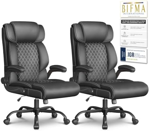 Office Chair, Executive High Back Big and Tall Office Chair, Black by Cyzena