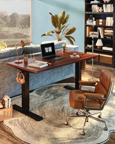FLEXISPOT EN1 One-Piece Standing Desk, Electric Adjustable with 4 Memory Presets, 176 LBS Capacity, Stable & Quiet, Seamless Desktop for Home Office & Dual Monitors, 48"x24" Mahogany - Image 2