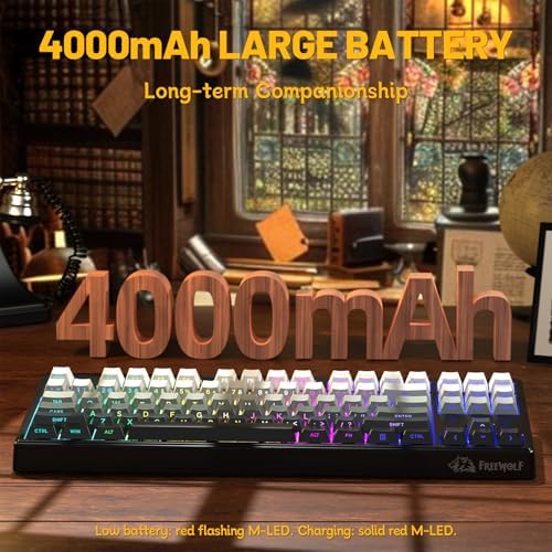 ZIYOU LANG M87V2 Wireless Gaming Keyboard, 80% TKL 87-Key Low Profile, Moon - Image 6