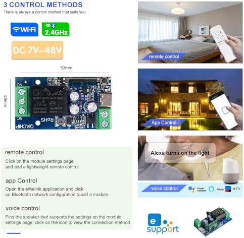 Ewelink WiFi Wireless Smart Relay Module USB 5v/12v/24v/48v Inching Selflock Remote ON Off Power Switch for Access Control,Turn on PC, Compatible with Alexa Google Home - Image 3