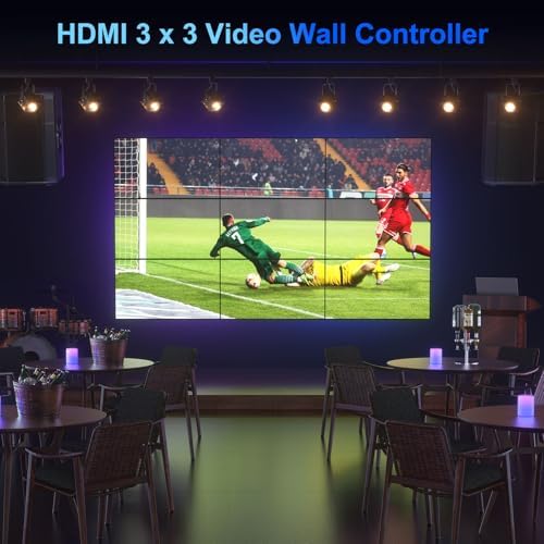 PORTTA Video Wall Controller 3x3 4K, HDMI Video Wall Processor with 19 Splicing Modes, RS232, 180° Rotate, Audio Extractor, 3x3, 3x2, 2x3, 2x2, 4x2, 2x4, 1x2, 2x1, 9 tv Screens into 1 Wall Display - Image 4