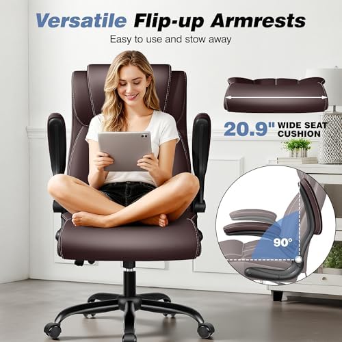 BESTFAIR Ergonomic Office Chair, Inflatable Lumbar Support High Back Coffee - Image 6