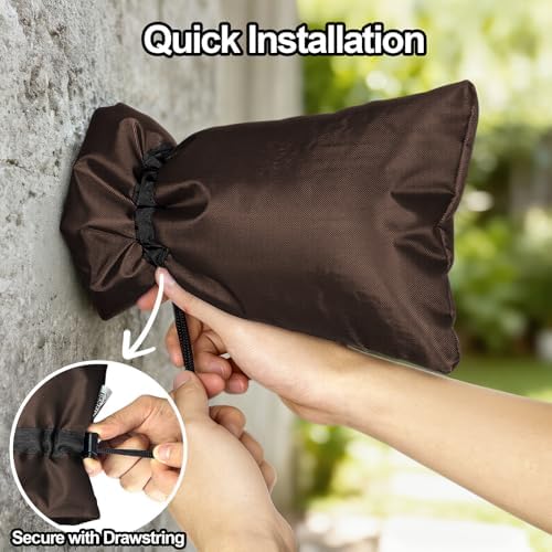 Enlarge Outdoor Faucet Cover for Winter Freeze Protection, 3M Thinsulate, 10"H x 6.3"W Hose Bib Covers for Wall Taps Outside, Waterproof & Frost Free Insulated Spigot Cover, 2 Pcs Faucet Socks - Brown - Image 5
