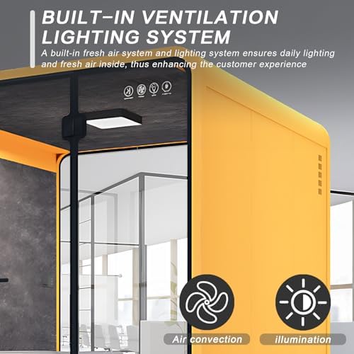 Modern Office Pod Booth 86IN (Honeycomb Aluminum Panel)(Reduce The Sound by 30-40 Decibels) Curved Corner Design,Central Lighting,for Meeting,Large Instrument Practice Room - Image 5