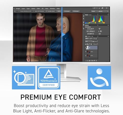 msi PRO MP243W E14 24-inch IPS 1920 x 1080 (FHD) Computer Monitor, 144Hz, Adaptive-Sync, HDR Ready, HDMI, Display Port, VESA Mountable, Tilt, 4-Side Slim Bezel, 1ms, White - Image 6