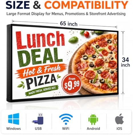 P5 Outdoor LED Sign 65" x 34", IP65 Waterproof Programmable Full Color Digital Display with WiFi & USB Control, High-Resolution Scrolling Text Image Video LED Advertising Board for Business - Image 6
