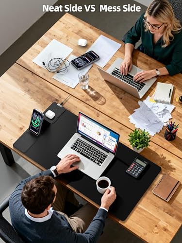 Mouse Pad with Magnetic Wireless Charging & Adjustable Phone Stand, 31.5"x15.8" Extended Desk Mat, Waterproof Ultra-Smooth Keyboard Pad, Non-Slip Base, Black - Image 3