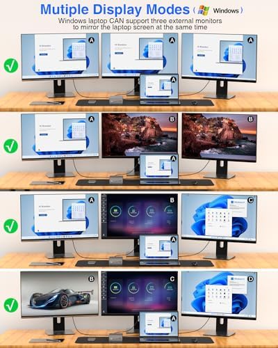 Tiergrade Upgraded Universal USB-C 4K Triple Display Docking Station with Charging Support for MacBook Pro & Windows Type C Systems (2 4K DP, HDMI, 6 USB Ports, 60W USB PD),Extended Display for macOS - Image 4