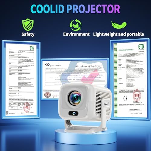 [Auto Focus & 2026 Upgraded] Mini Projector 1080P FHD Support 4K Portable Projector with WiFi6 and Bluetooth5.4 Built-in App 180° Adjustable Auto Keystone, Compatible with HDMI/Laptop/USB, White - Image 3