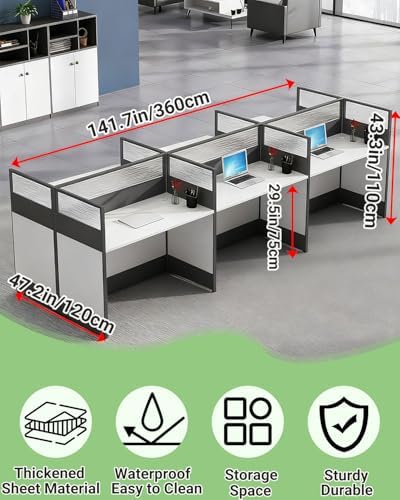Nykto 6-Person Office Cubicle Desk Workstation w/Mute Privacy Panels, White - Image 2