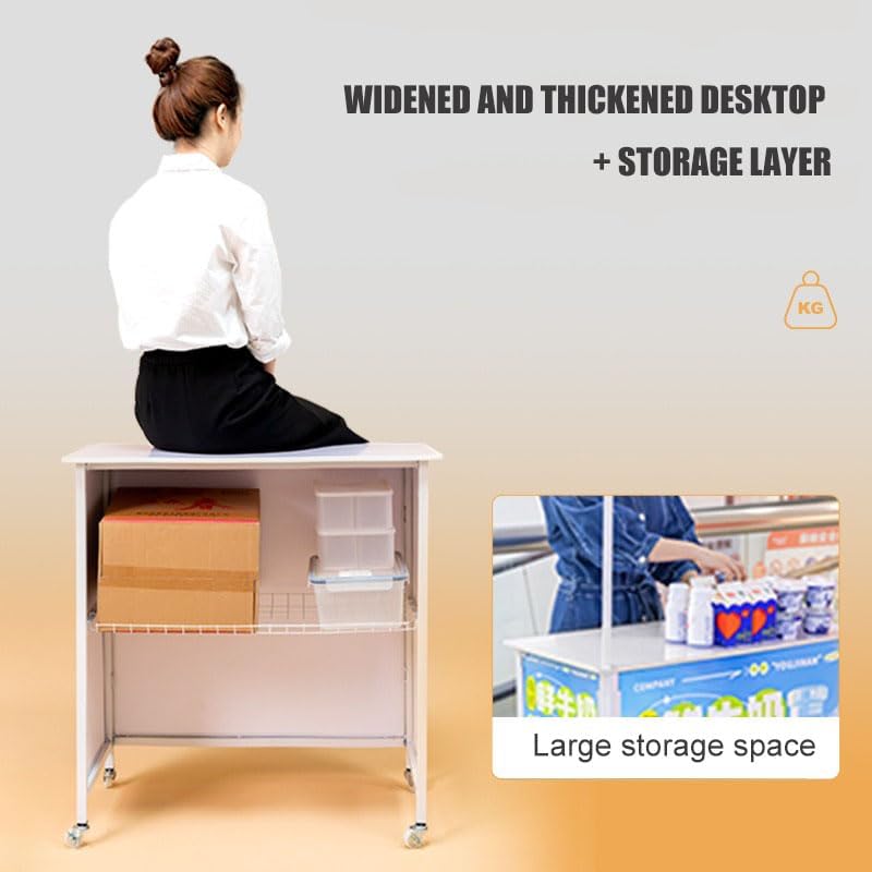 Mobile Portable Promotion Counter Table, Pop Up Podium Trade Show Exhibition Reception Event Desk Trade Show Display Counter Speech Stand ,Supermarket Tasting Table Advertising Display Banner Stand - Image 3