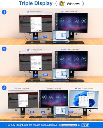 Tiergrade Upgraded Universal USB-C 4K Triple Display Docking Station with Charging Support for MacBook Pro & Windows Type C Systems (2 4K DP, HDMI, 6 USB Ports, 60W USB PD),Extended Display for macOS - Image 3
