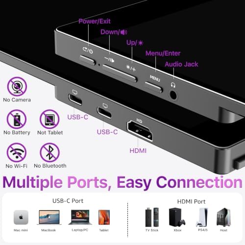 cocopar Portable Monitor Touchscreen 15.6 Inch 1080P FHD 90% sRGB Travel Monitor with Speaker HDMI USB-C Second Screen for Laptop MacBook Surface PC Xbox PS4/5, VESA Mountable, with Touchscreen - Image 7