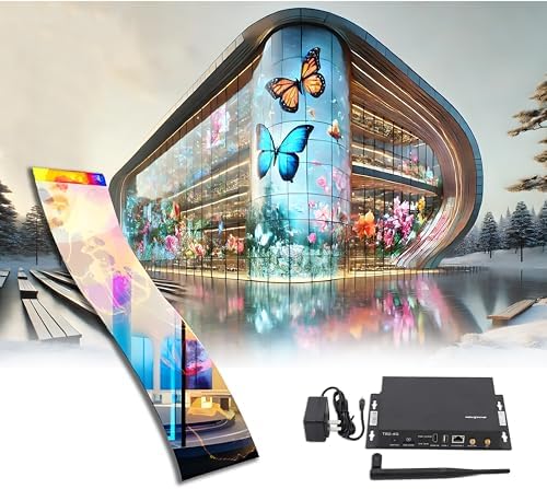 Self-Adhesive LED Flexible Transparent Film Screen for Retail Windows, Storefronts, Glass Doors and Many More for Digital Advertising | Sunlight-Readable Display (P16, 1 Pack with TB20 Box) by INWIXA