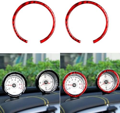 Car Dashboard Central Compass Panel Decorative Strip Cover Sticker Real 3K Red Carbon Fiber Decoration Interior Accessories Trim Compatible with Benz Smart Fortwo 2011 2012 2013 2014 2015 - Image 2