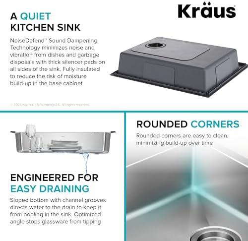 KRAUS Fairlane 25-inch ADA Compliant Drop In/Top Mount Single Bowl 18-Gauge Stainless Steel Kitchen Sink, KHT641-25-5.5 - Image 7