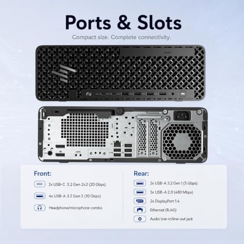 HP Z2 SFF G1i Workstation Desktop (Intel Ultra 7 265, NVIDIA RTX A1000 8GB, 64GB DDR5, 2TB SSD), Business Small Form Factor, Support 8K Display, for Engineer, Designer, 2X DisplayPort, Win 11 Pro - Image 4