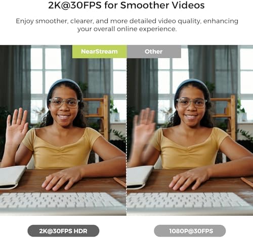 NearStream 2K Webcam for PC, 1080p 60fps, Autofocus, Noise-Canceling Mic - Image 4