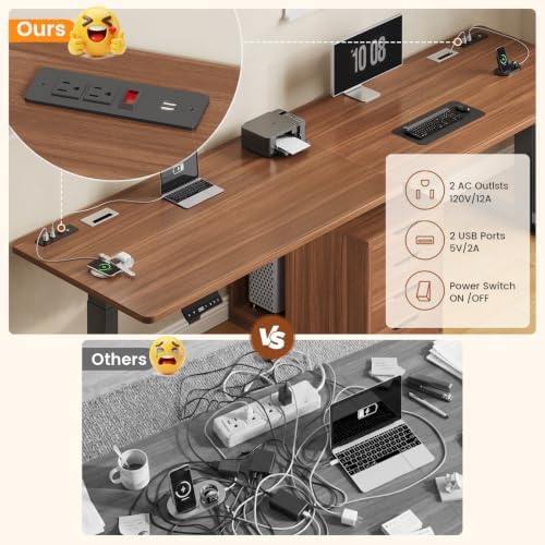 SEDETA Standing Two Person Desk with 4 Drawers, 2 Power Outlets, CPU Stand - Image 5