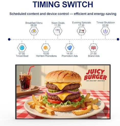 49inch 4K Slim Fit Frameless Digital Kiosk, 2500nits High Brightness Wall Mount Digital Signage, LCD Monitor Advertising Screen, CMS/U-Disk Plug&Play, 7/24 Timer Switch, HDMI/USB/WiFi/Android System - Image 5