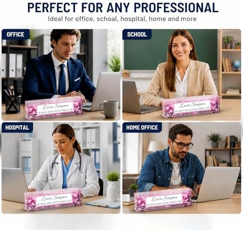 Desk Name Plate Personalized, Desk Double sided pattern Name Plate Personalized Office Desk Decor for Women and Men , Teacher Nurse Boss Employee Appreciation Gifts (purple gemstone, fixed pattern) - Image 4