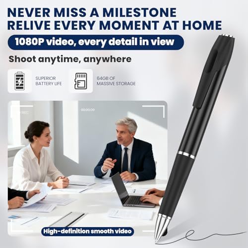Hidden Camera Pen with 64GB, 1080P Indoor Security Camera for Office and Study, Pet Camera for Home Safety - Image 2