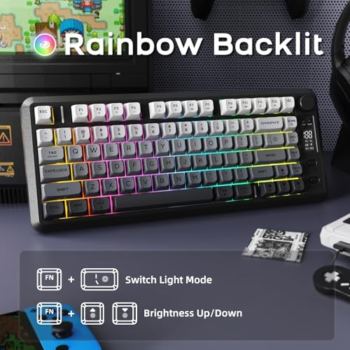 Free wolf M75 Wireless Gaming Keyboard Mechanical Feel Membrane - Moonlit - Image 6