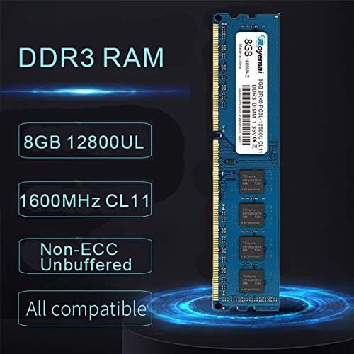 16GB DDR3L 12800U 2X8GB DDR3 / DDR3L 1600MHz UDIMM RAM, Royemai PC3L-12800 2Rx8 1.35V/1.5V CL11 240-pin Desktop Computer RAM Memory Module - Image 2