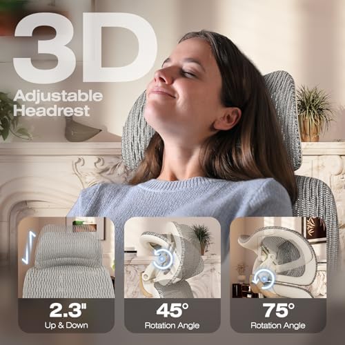 ELABEST X100 Ergonomic Mesh Office Chair with Footrest, Big and Tall Home Desk Chair with 5D Flip-Up Arms, Adjustable 3D Lumbar Support, Gaming & Executive Computer Chair (Foggy Morning) - Image 5