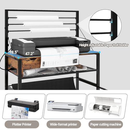 Natwind Wide Format Printer Stand, Plotter Workbench Table,Retro - Image 5
