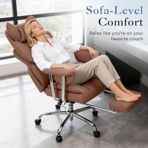 DUMOS Big and Tall Home Office Desk Chair, Executive Chair with Footrest - Image 4