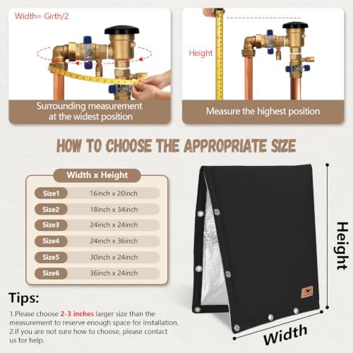 Backflow Preventer Insulation Cover - 2 Way Opening Pipe Insulation Cover for Irrigation Valve, Sprinkler Cover for Outside - Winter Freeze Protection Backflow Cover - 24" W x 24" H, Black - Image 2